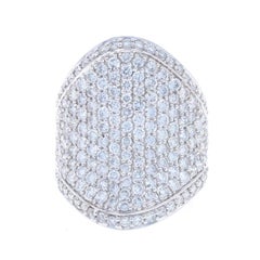 White Gold Diamond Cluster Cocktail Ring - 14k Round 3.50ctw Contoured Pave