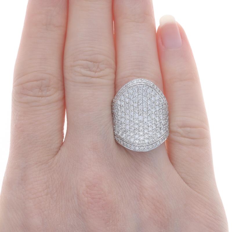 Round Cut White Gold Diamond Cluster Cocktail Ring - 14k Round 3.50ctw Contoured Pave For Sale