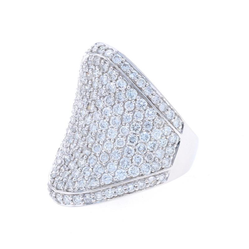 White Gold Diamond Cluster Cocktail Ring - 14k Round 3.50ctw Contoured Pave In Excellent Condition For Sale In Greensboro, NC