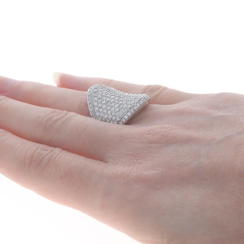 Women's White Gold Diamond Cluster Cocktail Ring - 14k Round 3.50ctw Contoured Pave For Sale