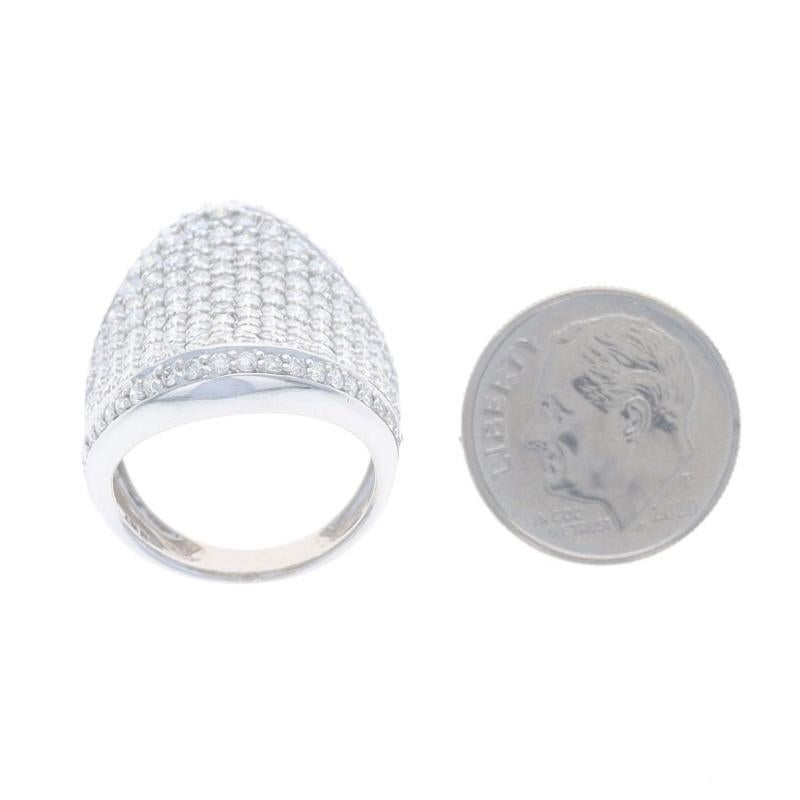 White Gold Diamond Cluster Cocktail Ring - 14k Round 3.50ctw Contoured Pave For Sale 1