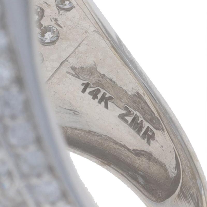 White Gold Diamond Cluster Cocktail Ring - 14k Round 3.50ctw Contoured Pave For Sale 2