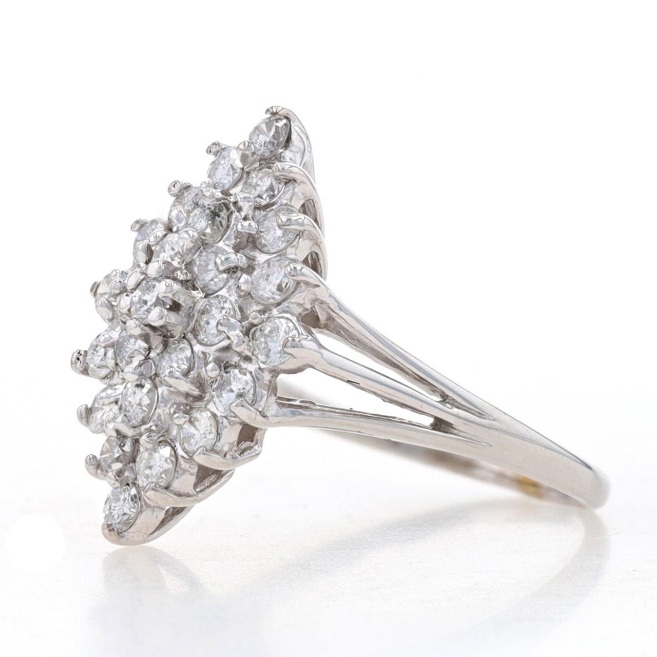 Weißgold Diamant-Cluster-Cocktailring 14k runder Brillant 1,00ctw (Rundschliff)
