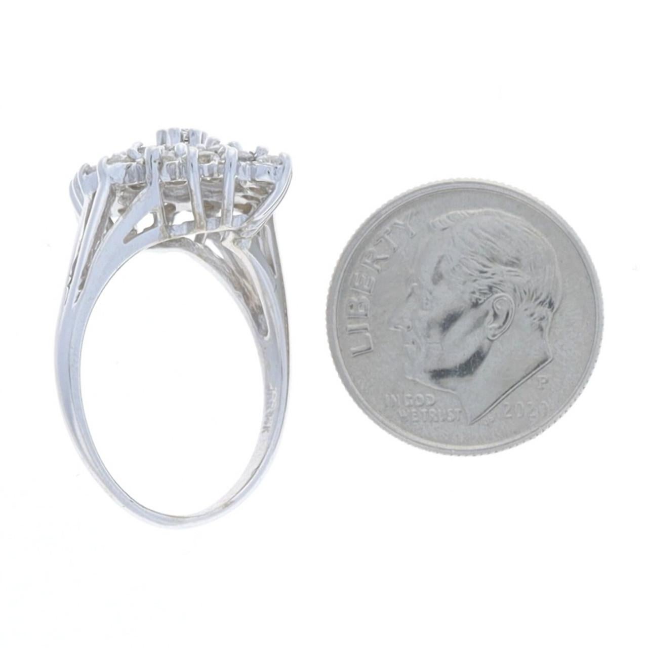 Weißgold Diamant-Cluster-Cocktailring 14k runder Brillant 1,00ctw Damen