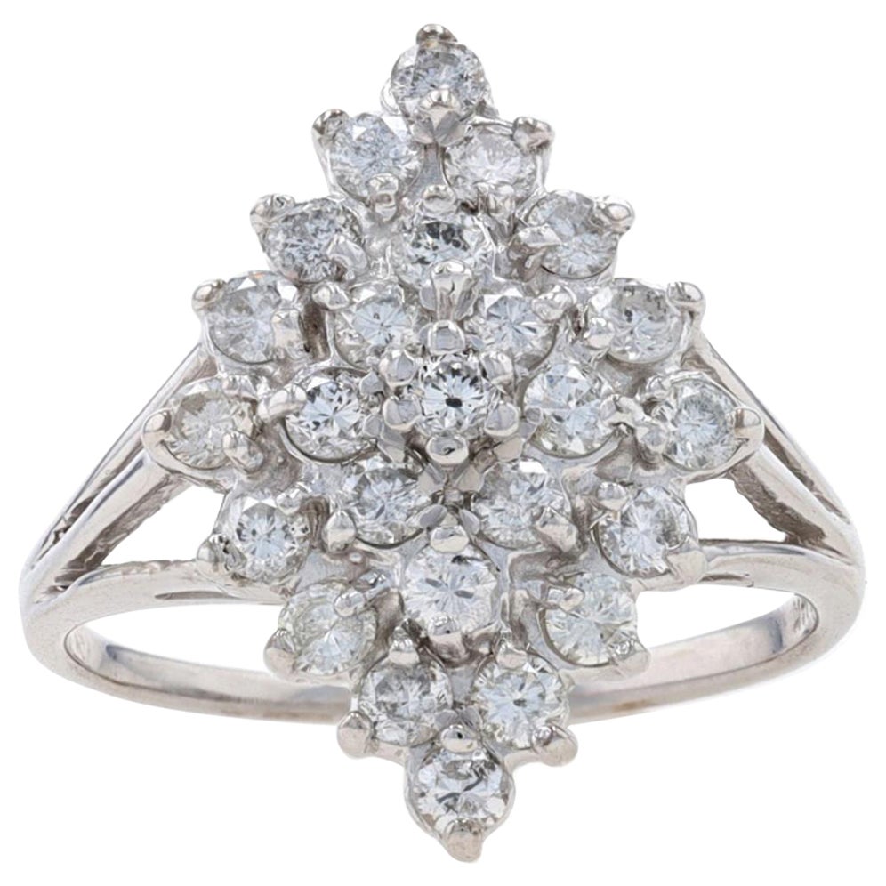 Weißgold Diamant-Cluster-Cocktailring 14k runder Brillant 1,00ctw