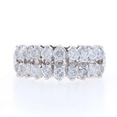 White Gold Diamond Cluster Cocktail Ring - 14k Round Brilliant 1.00ctw Tiered