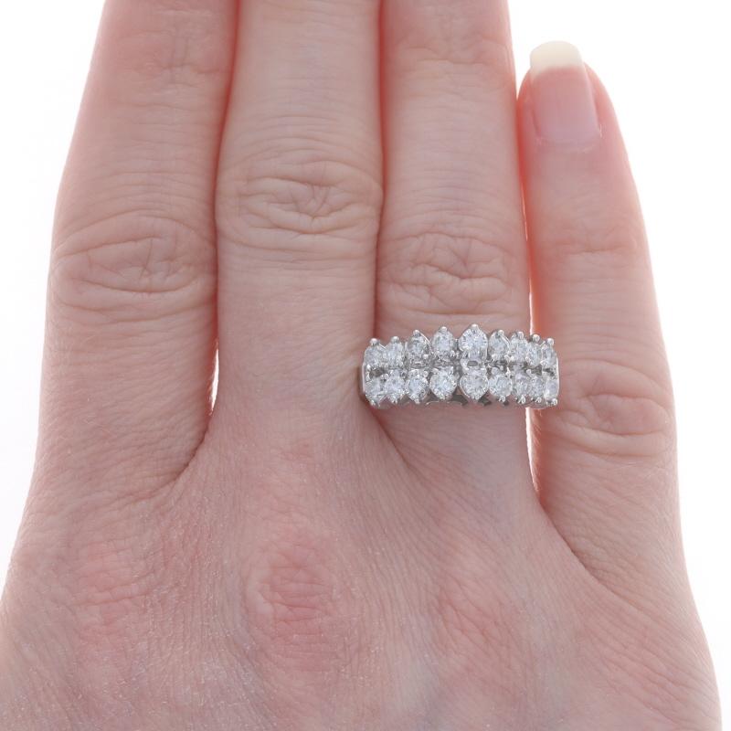 Round Cut White Gold Diamond Cluster Cocktail Ring - 14k Round Brilliant 1.00ctw Tiered For Sale