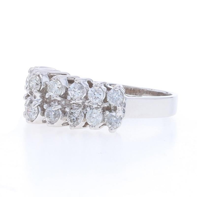 White Gold Diamond Cluster Cocktail Ring - 14k Round Brilliant 1.00ctw Tiered In Excellent Condition For Sale In Greensboro, NC