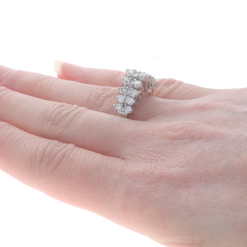 Women's White Gold Diamond Cluster Cocktail Ring - 14k Round Brilliant 1.00ctw Tiered For Sale