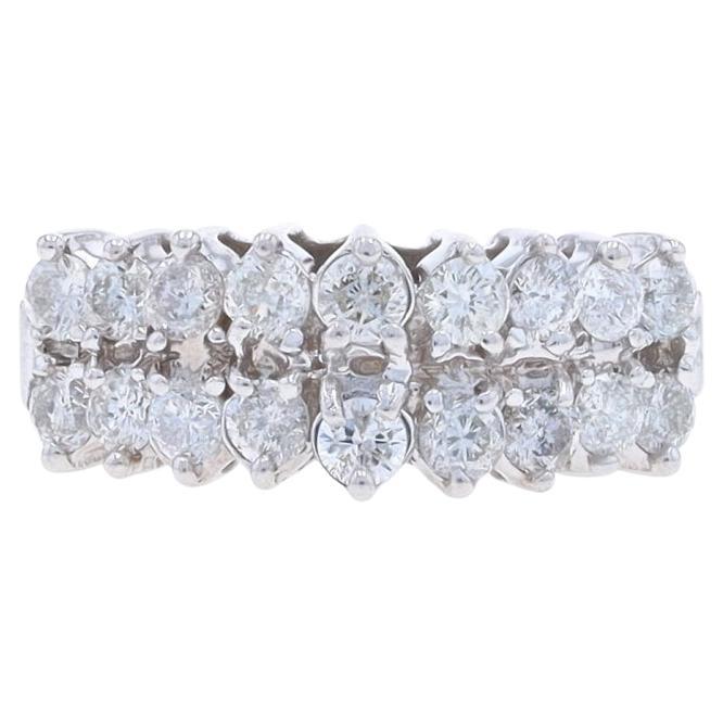 White Gold Diamond Cluster Cocktail Ring - 14k Round Brilliant 1.00ctw Tiered For Sale