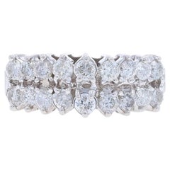 Anello Cocktail con Cluster di Diamanti in Oro Bianco - 14k Brilliante Rotondo 1.00ctw a Gradini