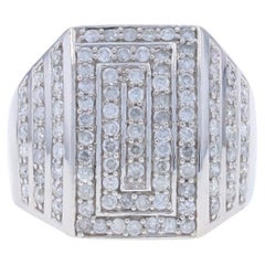 Anello Cocktail con Cluster di Diamanti in Oro Bianco - 14k Brilliante Rotondo 1.10ctw Geometrico