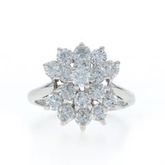 White Gold Diamond Cluster Cocktail Ring - 14k Round Brilliant 2.00ctw Floral