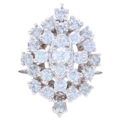White Gold Diamond Cluster Cocktail Ring - 14k Round Brilliant 2.00ctw