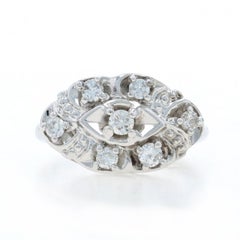 White Gold Diamond Cluster Cocktail Ring - 14k Round Brilliant .37ctw