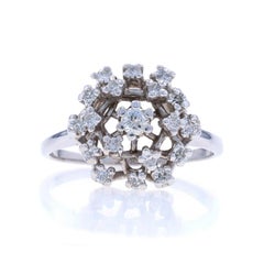 White Gold Diamond Cluster Cocktail Ring - 14k Round Brilliant .38ctw Snowflake