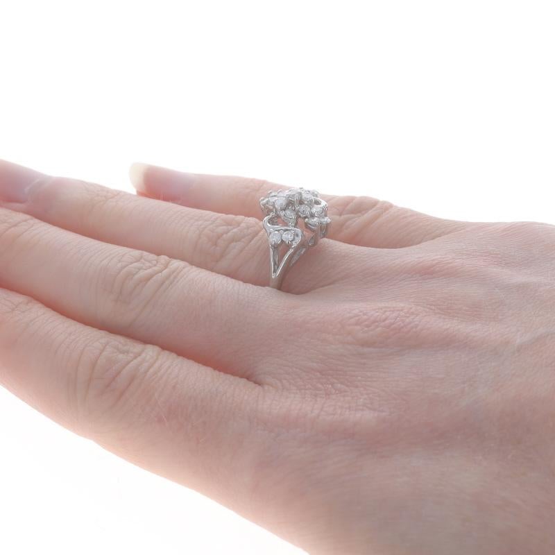 Women's White Gold Diamond Cluster Cocktail Ring - 14k Round Brilliant .50ctw Floral For Sale