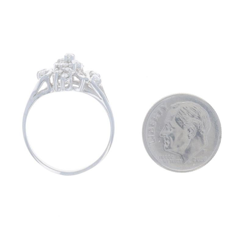White Gold Diamond Cluster Cocktail Ring - 14k Round Brilliant .50ctw Floral For Sale 1