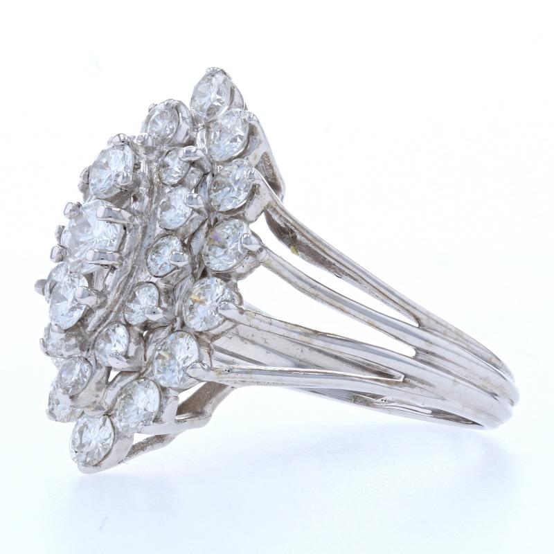 Round Cut White Gold Diamond Cluster Cocktail Ring 14 Karat Round Brilliant Cut 3.35 Carat