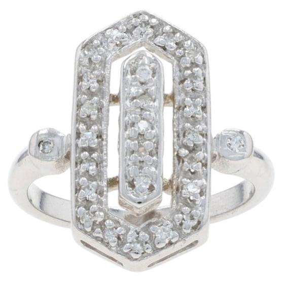 White Gold Diamond Cluster Cocktail Ring - 14k Single .14ctw Geometric