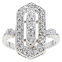 White Gold Diamond Cluster Cocktail Ring - 14k Single .14ctw Geometric