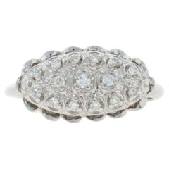 White Gold Diamond Cluster Cocktail Ring - 14k Single .15ctw