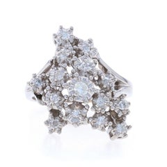 White Gold Diamond Cluster Cocktail Ring - 14k Single Cut .27ctw Celestial Stars