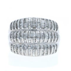 White Gold Diamond Cluster Coctail Band 14k Baguette 2.00ctw Dome Ring