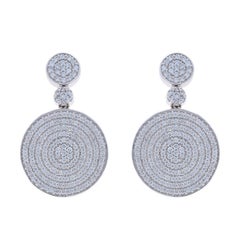 White Gold Diamond Cluster Dangle Circle Earrings 14k Rd 2.00ctw Pierce Screw-On