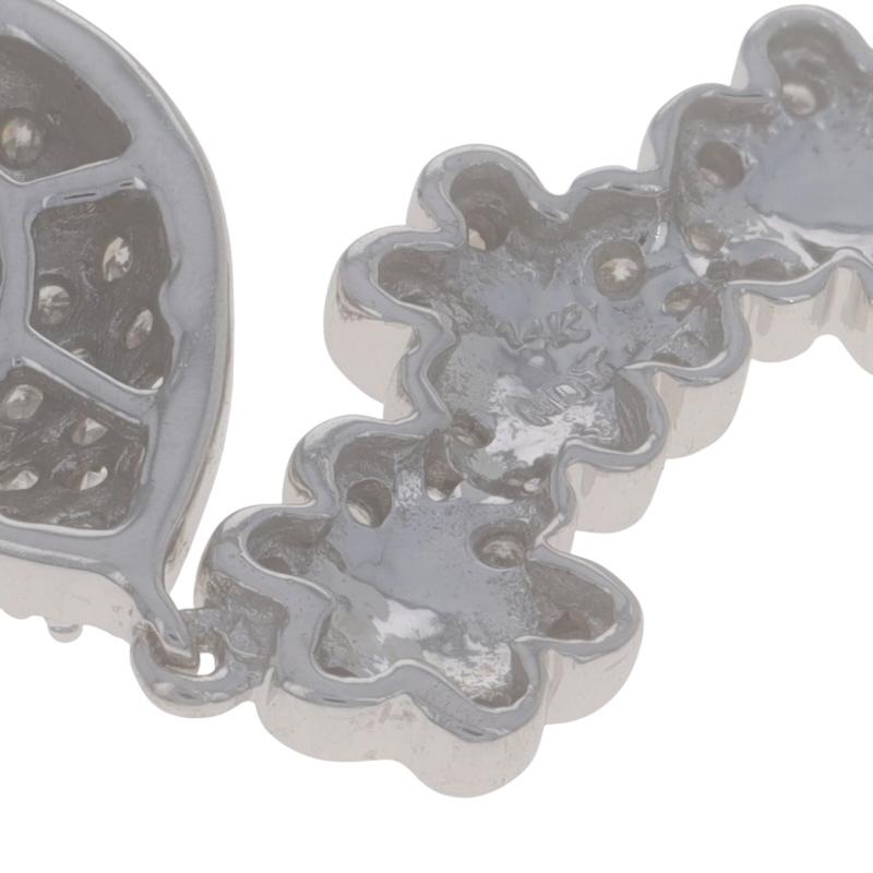 Boucles d'oreilles pendantes en or blanc 14k Diamond Cluster Single Cut .25ctw Flowers Pierced Pour femmes en vente