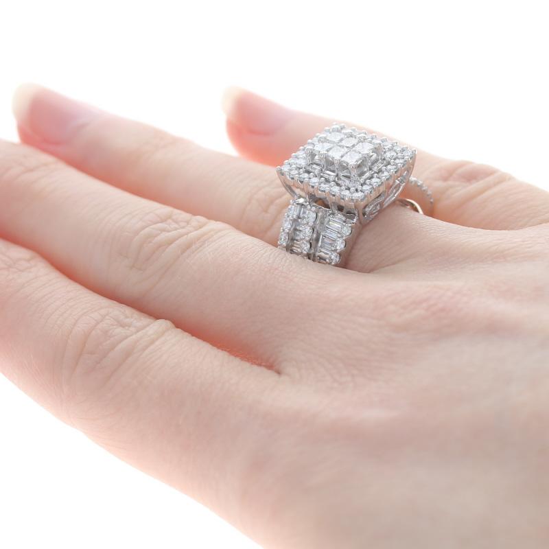 Weißgold Diamant-Cluster-Cocktailring mit doppeltem Halo-Cocktailring - 14k Prinzessin 3,00ctw Gr. 6 (Carréschliff)