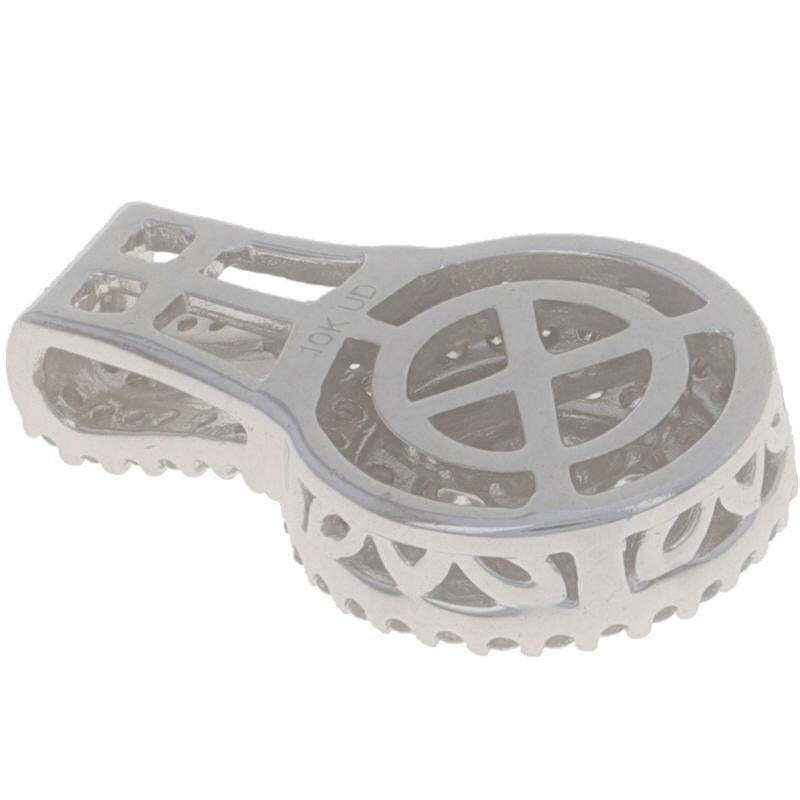 Donna Ciondolo a doppio anello in oro bianco con diamanti a grappolo - 10k Round .50ctw Floral in vendita