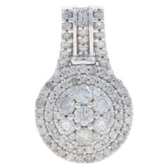 Ciondolo a doppio anello in oro bianco con diamanti a grappolo - 10k Round .50ctw Floral