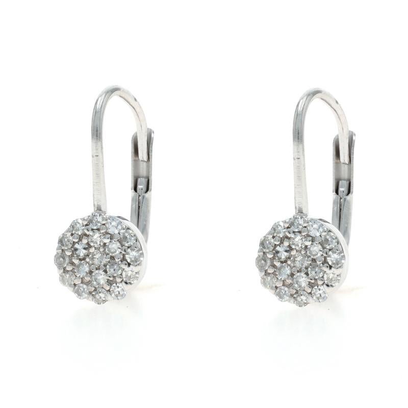 Taille simple Boucles d'oreilles pendantes en or blanc avec diamants 14k Single .33ctw Pierced en vente