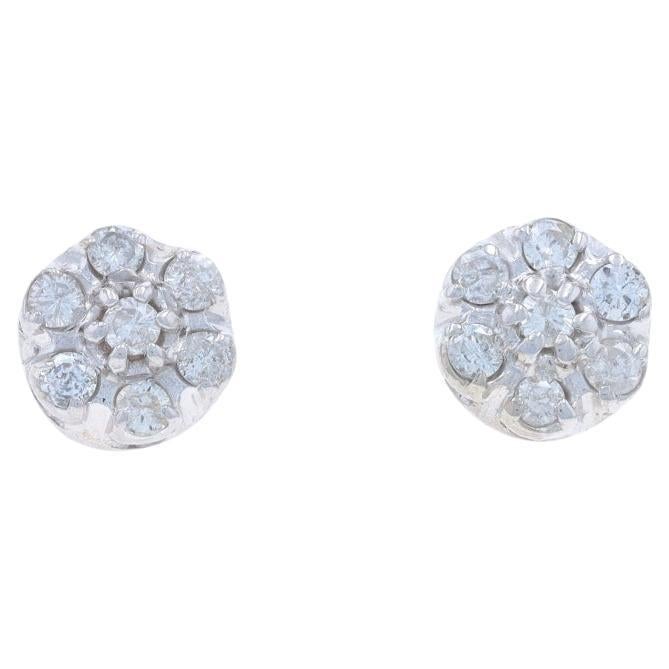Orecchini a grappolo in oro bianco 14k con diamanti tondi e brillanti (20ctw), aureola forata