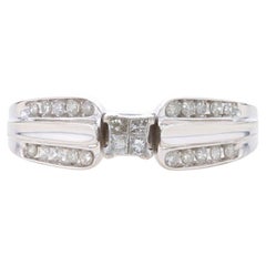 White Gold Diamond Cluster Engagement Ring - 10k Princess & Single .20ctw