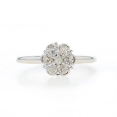 Anello di fidanzamento a grappolo di diamanti in oro bianco - 10k Round Brilliante .33ctw Floreale