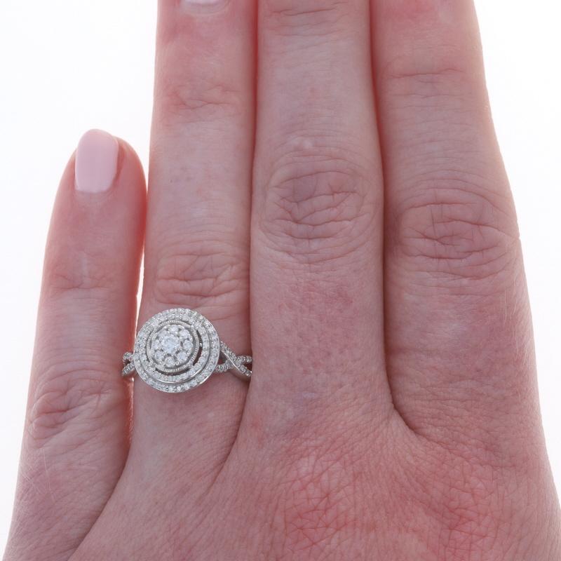 Size: 7
Sizing Fee: Up 2 1/2 sizes for $40 or Down 1 size for $40

Metal Content: 10k White Gold

Stone Information

Natural Diamonds
Carat(s): .50ctw
Cut: Round Brilliant and Single
Color: G - H
Clarity: SI2 - I1

Total Carats: .50ctw

Style: