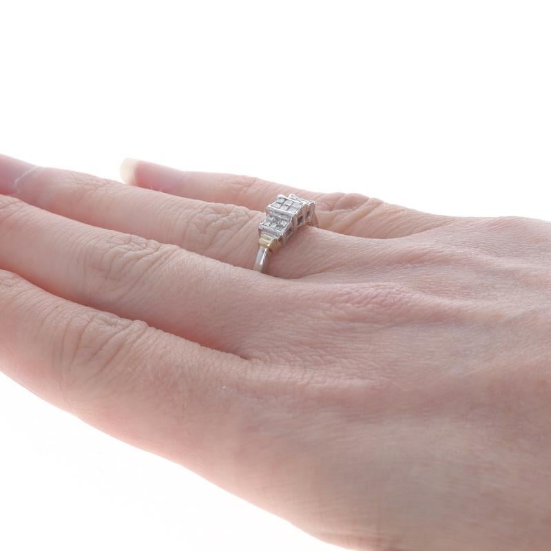 Women's White Gold Diamond Cluster Engagement Ring - 14k Princess .25ctw Size 5 3/4 For Sale