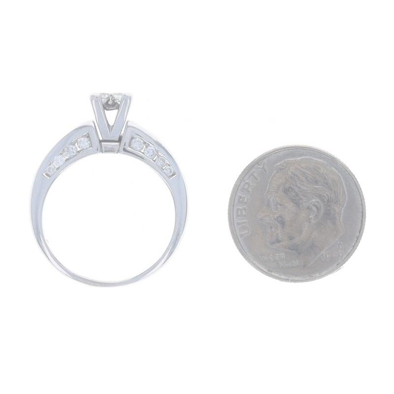 da uomo o donna Anello di fidanzamento a grappolo in oro bianco - 14k Princess Baguette Rnd 1.00ctw in vendita