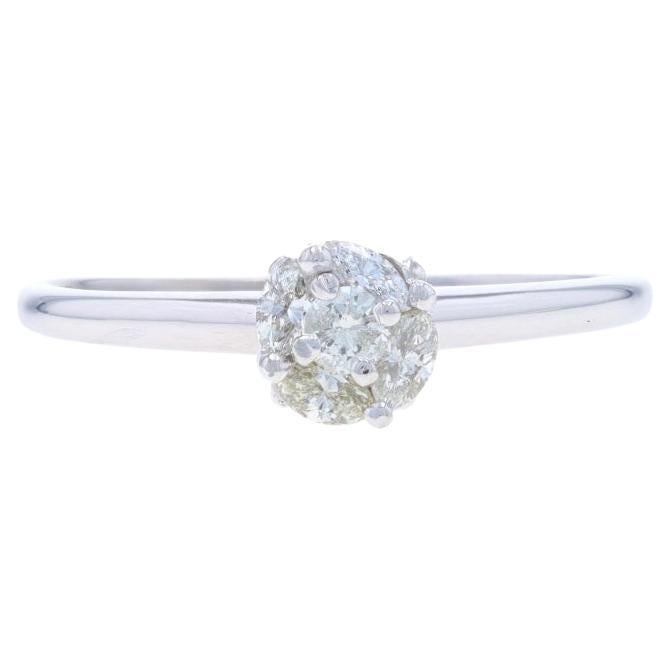 Weißgold Diamant-Cluster Verlobungsring - 14k Runde Brillant .35ctw