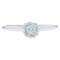 Anello di fidanzamento a grappolo di diamanti in oro bianco - 14k Round Brilliante .35ctw