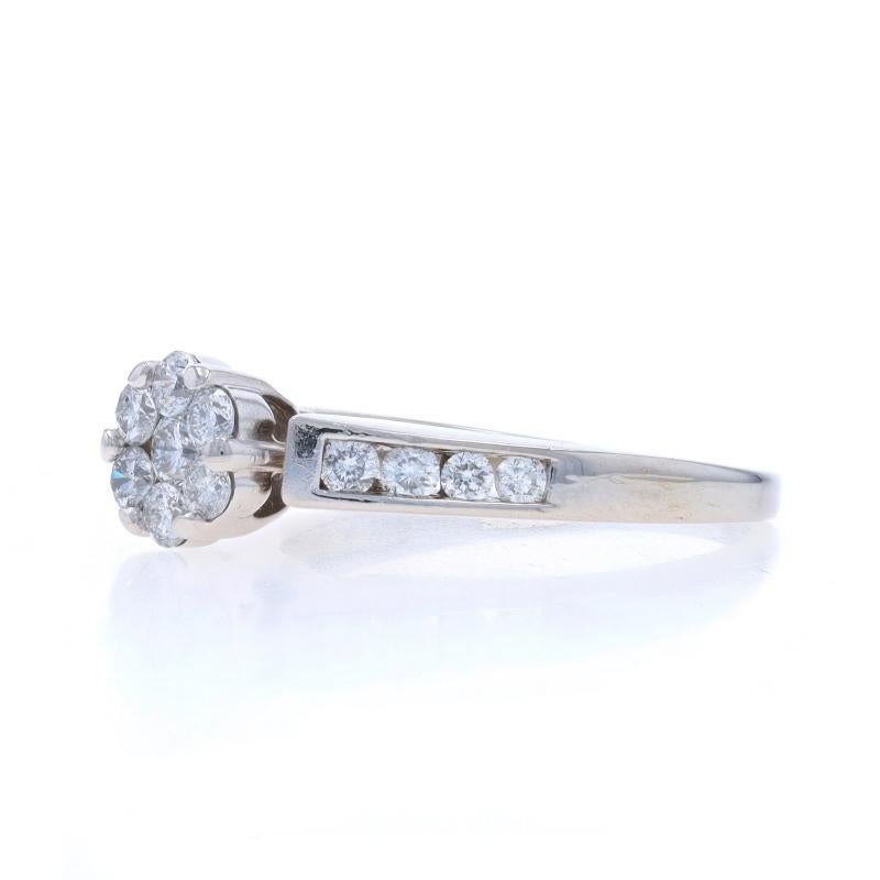 White Gold Diamond Cluster Engagement Ring - 14k Round Brilliant .65ctw Floral In Excellent Condition For Sale In Greensboro, NC