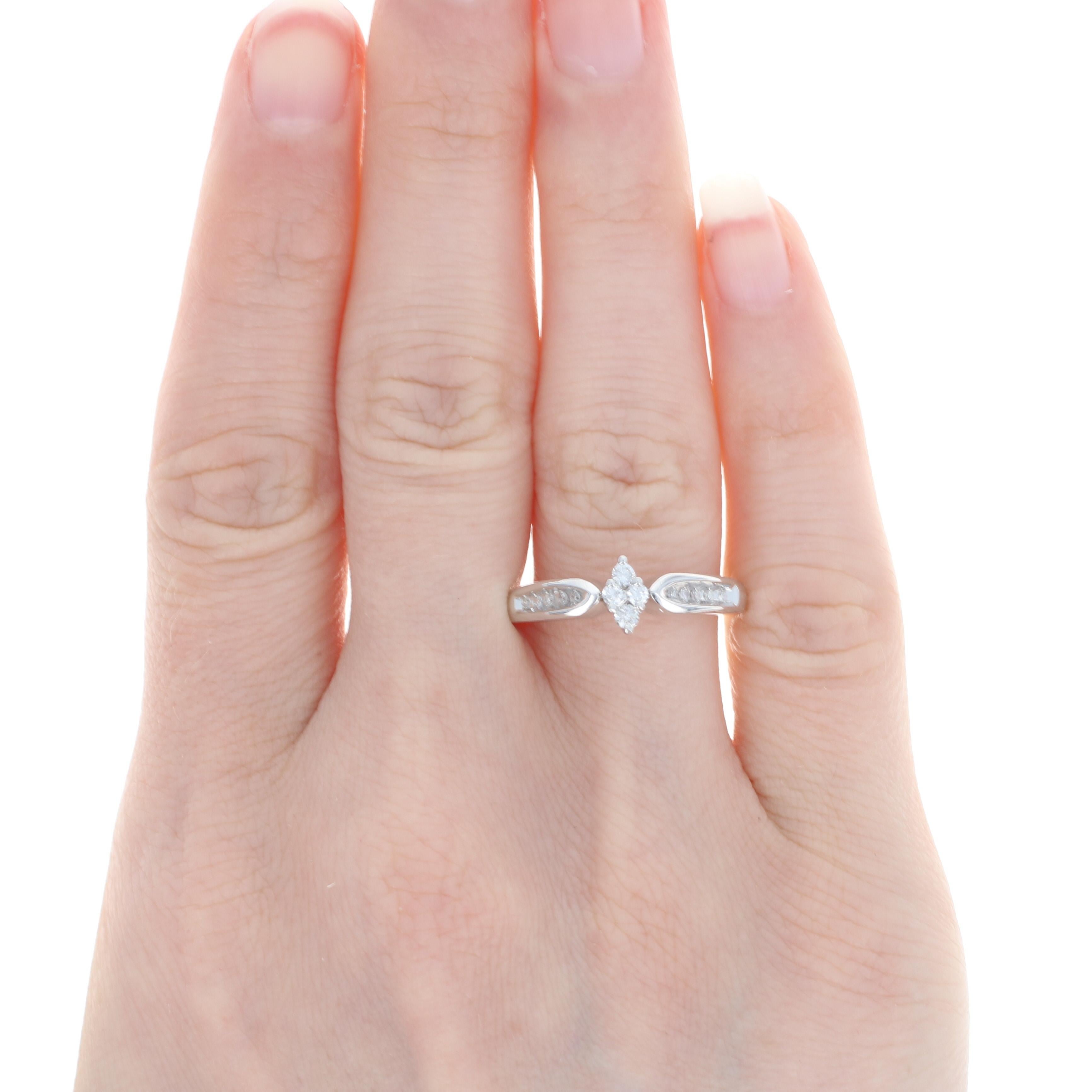 Uncut White Gold Diamond Cluster Engagement Ring, 14k Round Brilliant Cut .25ctw For Sale