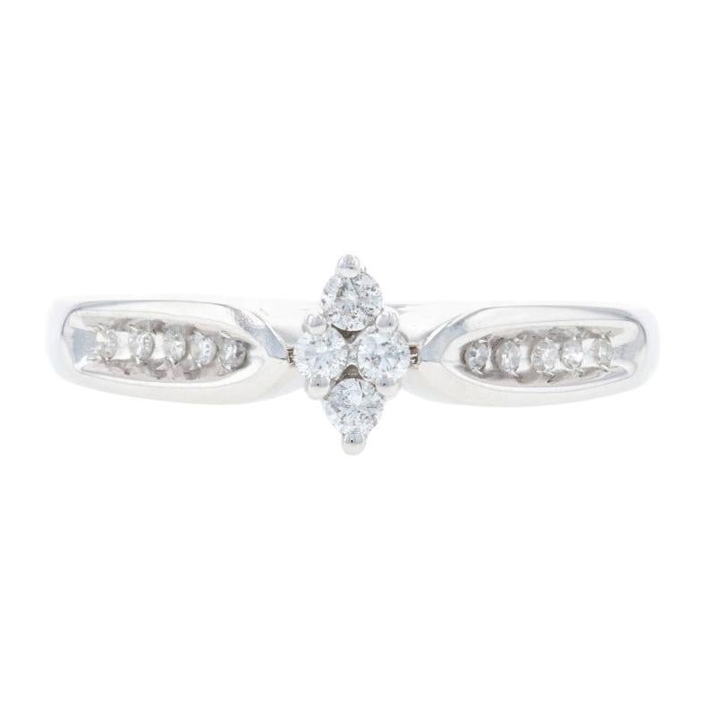 White Gold Diamond Cluster Engagement Ring, 14k Round Brilliant Cut .25ctw For Sale
