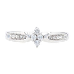 Vintage White Gold Diamond Cluster Engagement Ring, 14k Round Brilliant Cut .25ctw