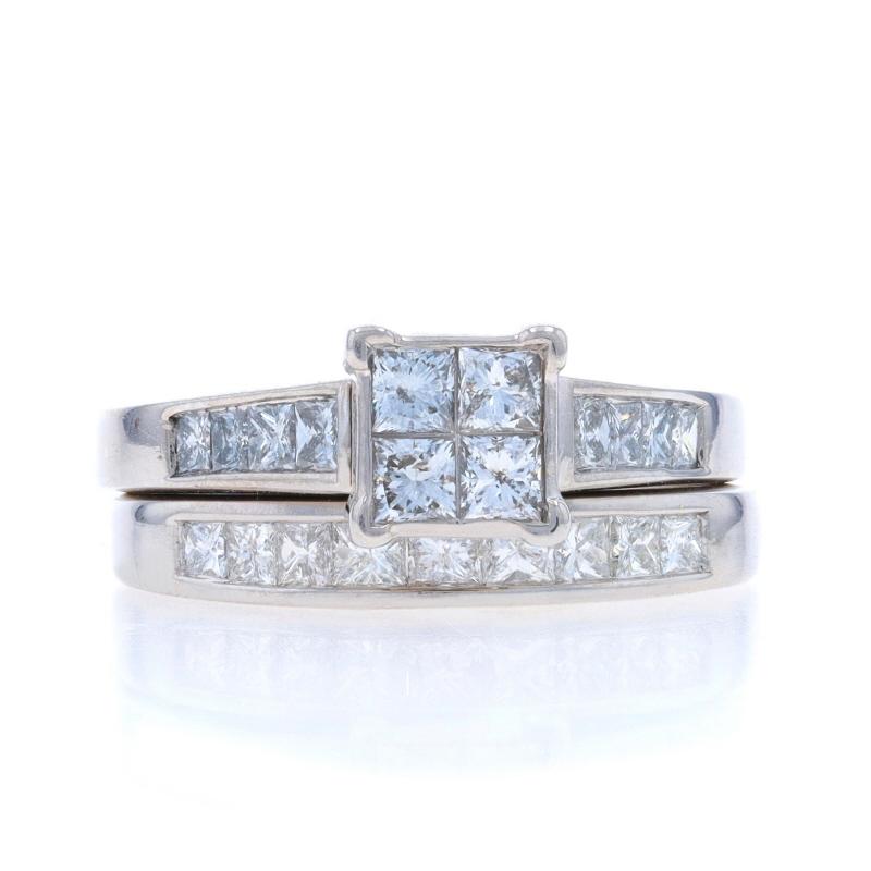 Größe: 8 1/4
Sizing-Gebühr: Up 1/2 eine Größe für $80 oder Down 1/2 eine Größe für $60

Metall Inhalt: 14k Weißgold

Informationen zu Stein

Natürliche Diamanten
Karat(e): 1.50ctw
Schnitt: Prinzessin
Farbe: F - G
Reinheit: SI1 - I1

Karat gesamt: