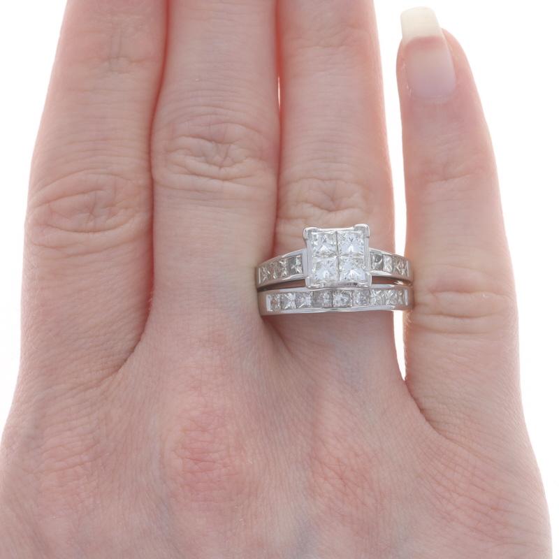 Anillo de compromiso de oro blanco con racimo de diamantes 14k princesa 3.00ctw Sz8 Corte princesa en venta