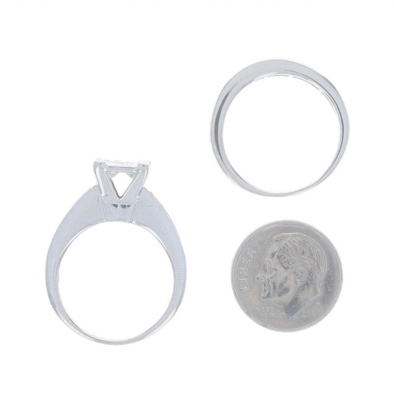 De las mujeres Anillo de compromiso de oro blanco con racimo de diamantes 14k princesa 3.00ctw Sz8 en venta