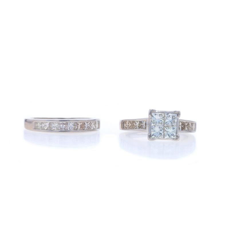 Anillo de compromiso de oro blanco con racimo de diamantes 14k princesa 3.00ctw Sz8 en venta 2